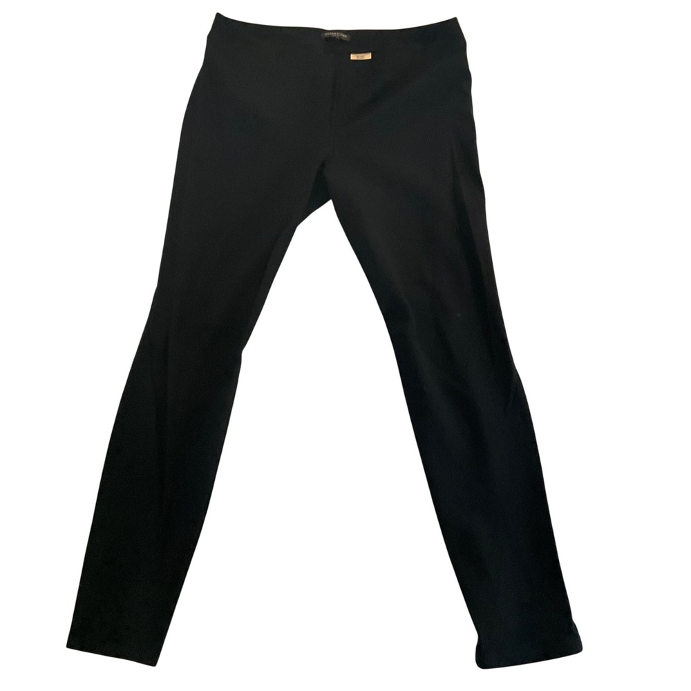 Eileen Fisher Slim Leg Pants Womens PL Black Viscose Stretch Petite